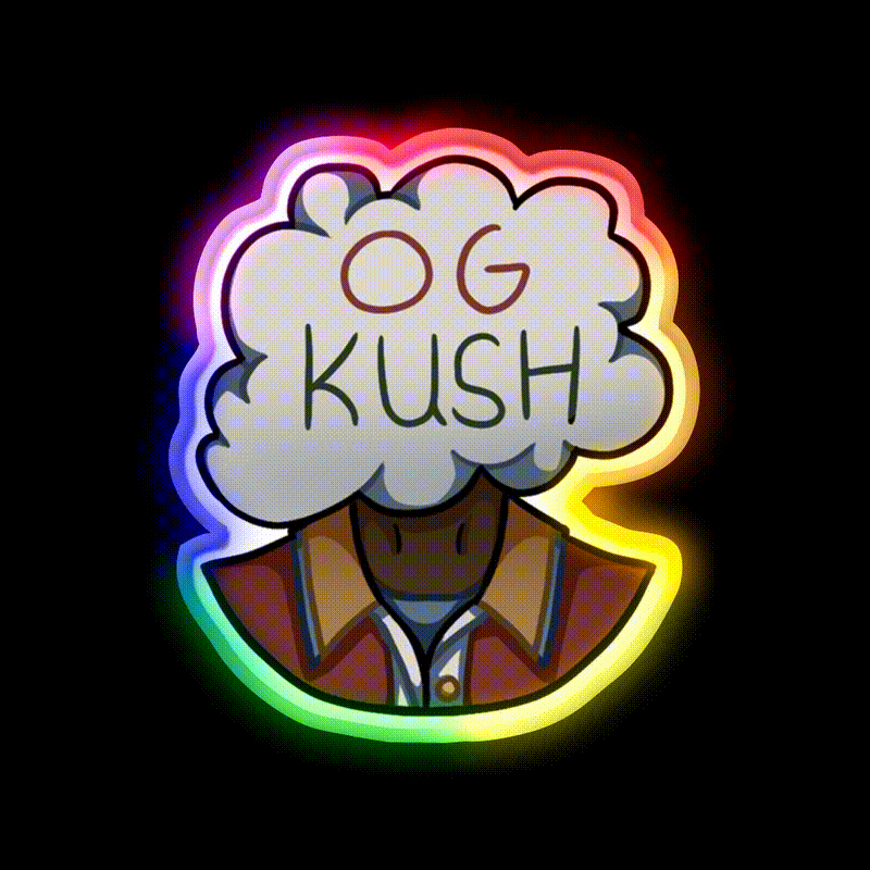 Og Kush Hemp Inspired Green Leaf Led Neon Sign Rgb Color - LED neon sign close-up detail