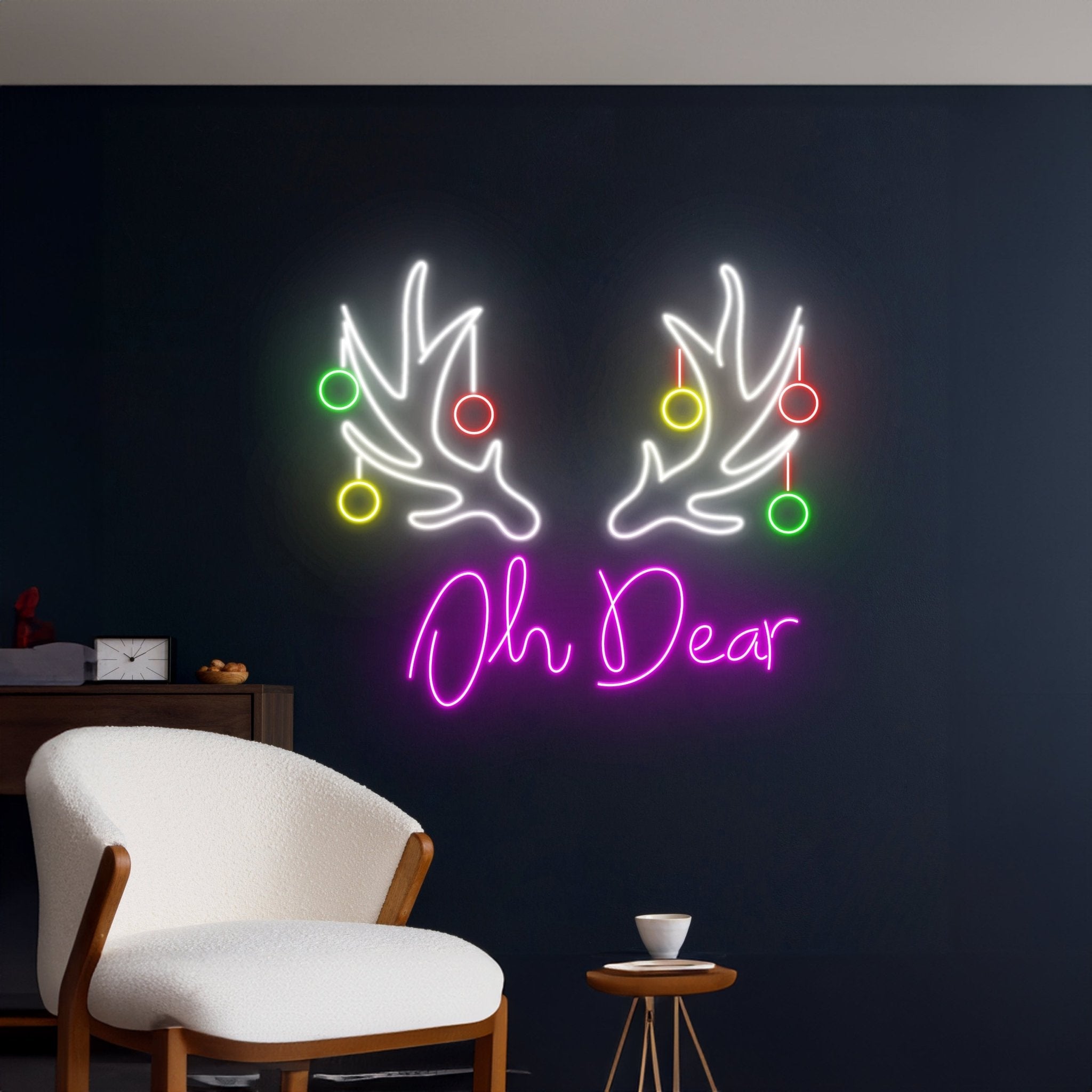 Oh Deer Reindeer Antler Neon Sign - Shineneon
