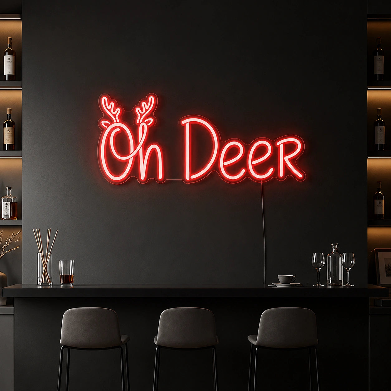 Oh Deer Reindeer LED Neon Sign high-converting product image