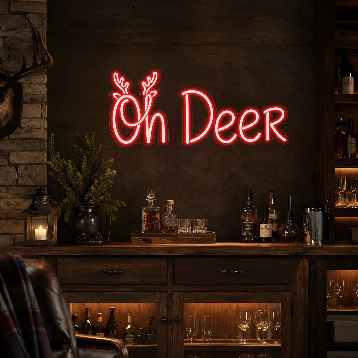 Oh Deer Reindeer LED Neon Sign real lifestyle scene