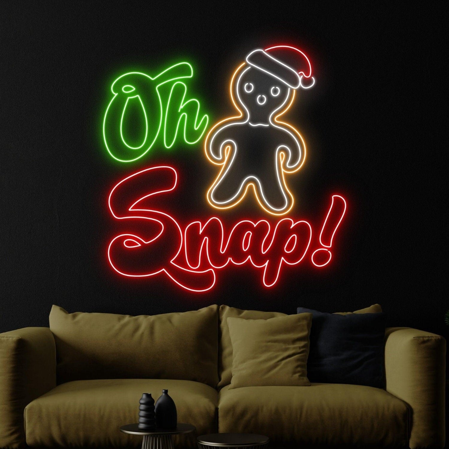 Oh Snap Gingerbread Man LED Neon Sign for Christmas Home Decor | Shineneon