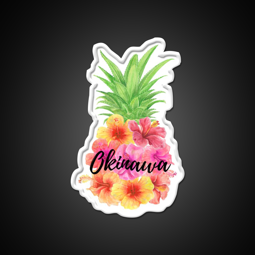 Okinawa Floral Pineapple Hibiscus Cocktail Bar Decor Led Neon Sign Rgb Color - LED neon sign view 11