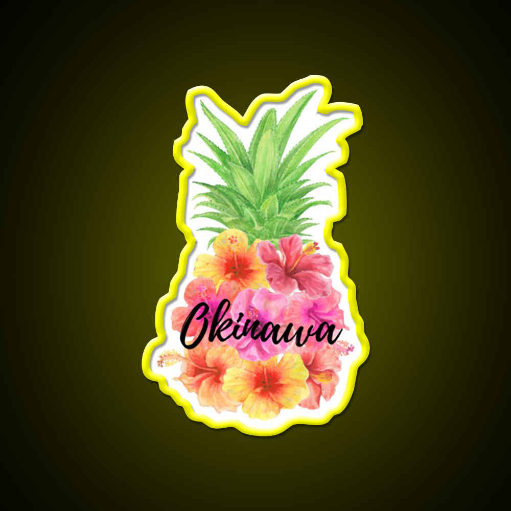 Okinawa Floral Pineapple Hibiscus Cocktail Bar Decor Led Neon Sign Rgb Color - LED neon sign view 7