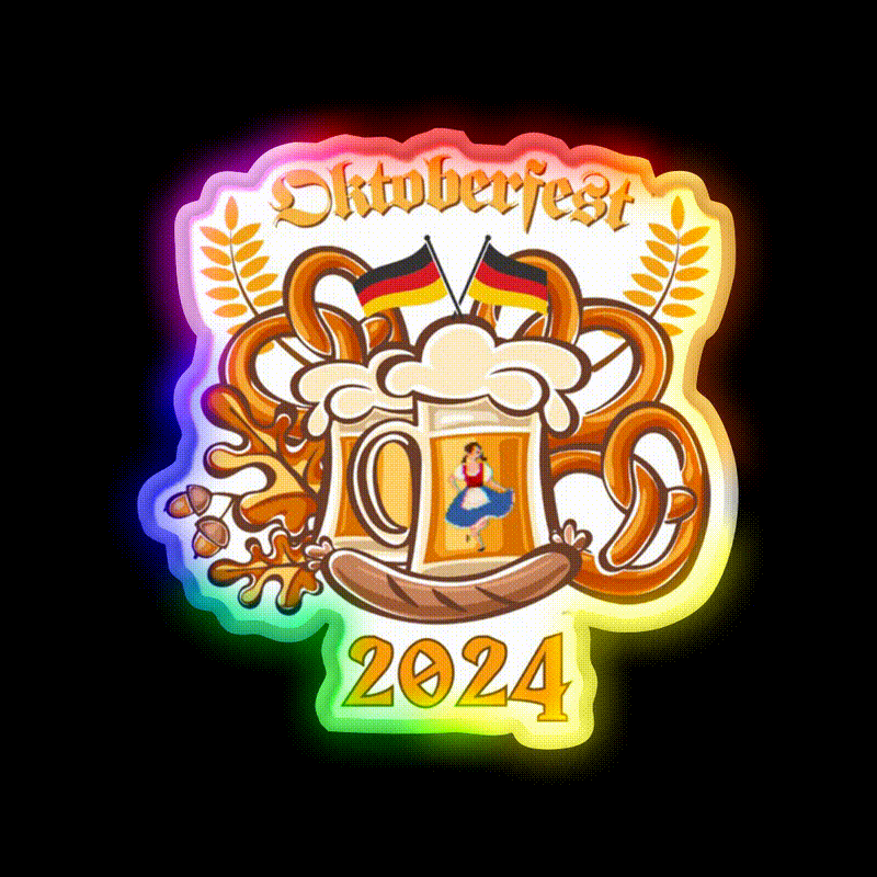 Oktoberfest 2024 German Beer Festival Beer Bar Decor Led Neon Sign Rgb Color - LED neon sign close-up detail