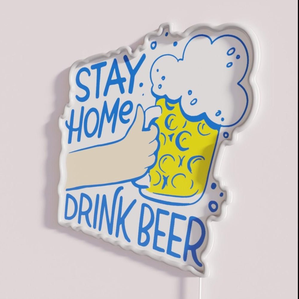 Oktoberfest Stay Home Drink Beer Lockdown Rgb Led Neon Sign - Shineneon