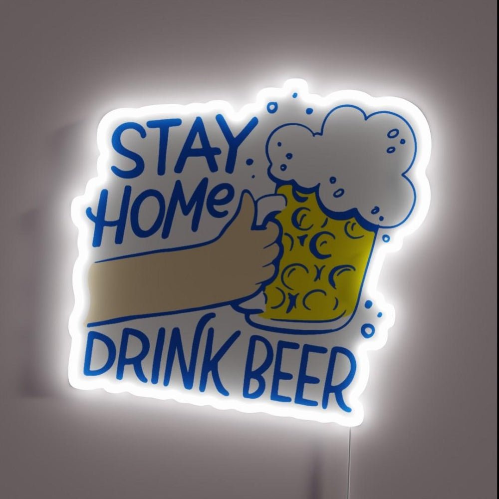 Oktoberfest Stay Home Drink Beer Lockdown Rgb Led Neon Sign - Shineneon