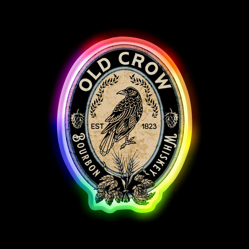 Old Crow Bourbon Whiskey Drink Bar Led Neon Sign Rgb Color