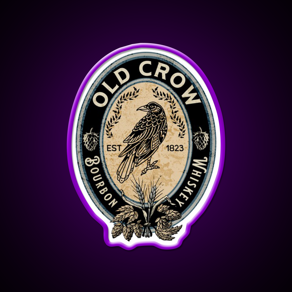 Old Crow Bourbon Whiskey Drink Bar Led Neon Sign Rgb Color