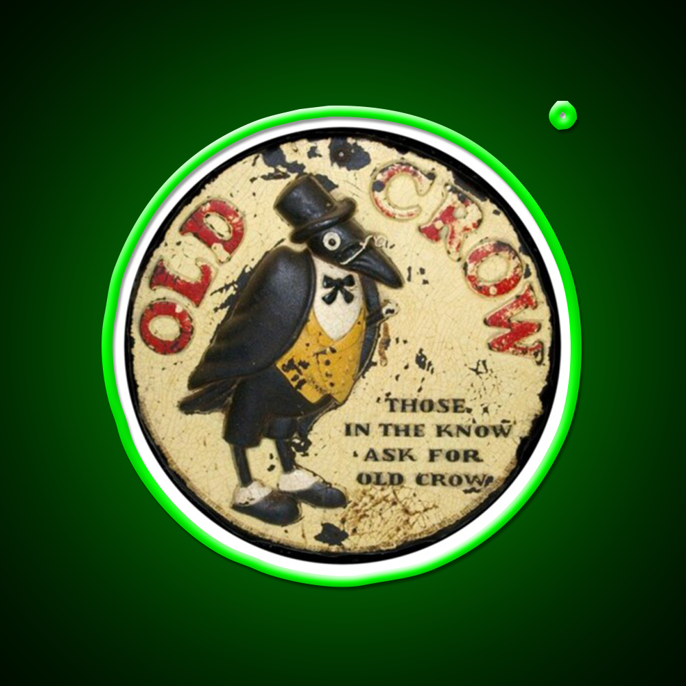 Old Crow Bourbon Whiskey Vintage Whiskey Drink Bar Led Neon Sign Rgb Color