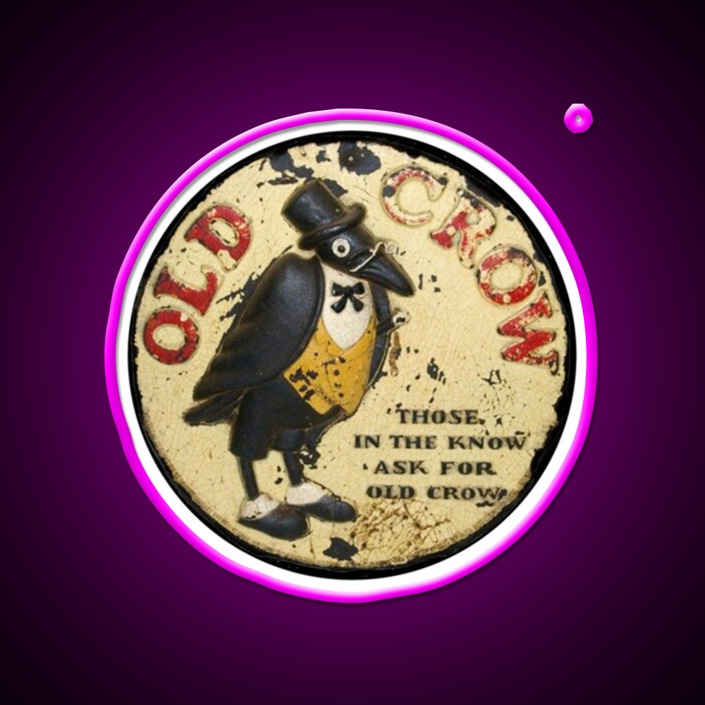 Old Crow Bourbon Whiskey Vintage Whiskey Drink Bar Led Neon Sign Rgb Color