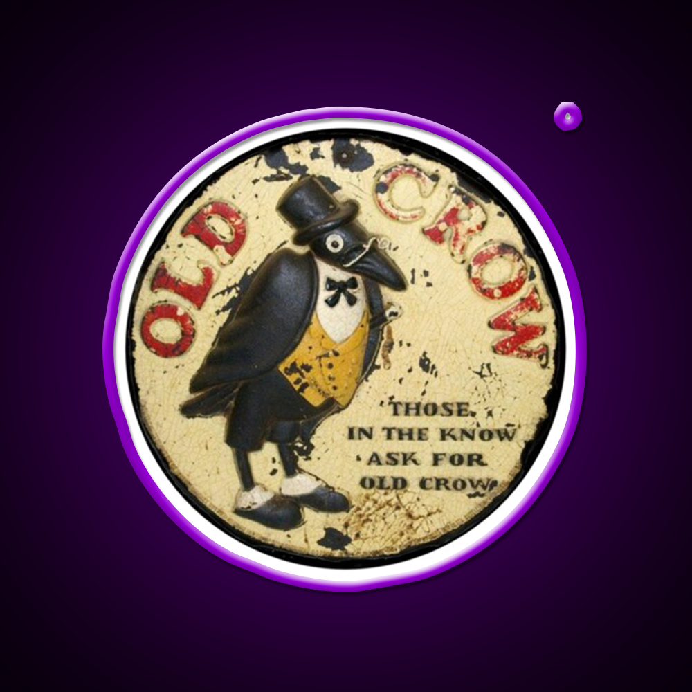 Old Crow Bourbon Whiskey Vintage Whiskey Drink Bar Led Neon Sign Rgb Color