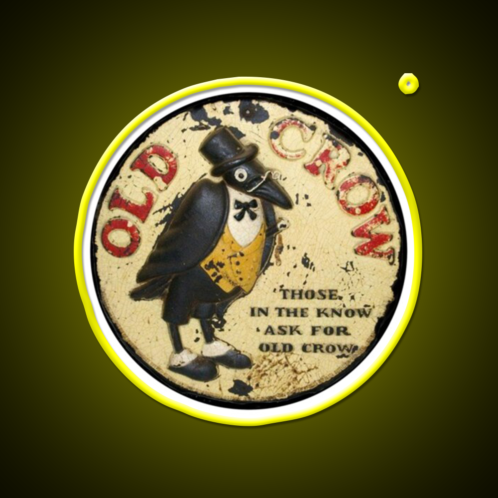 Old Crow Bourbon Whiskey Vintage Whiskey Drink Bar Led Neon Sign Rgb Color