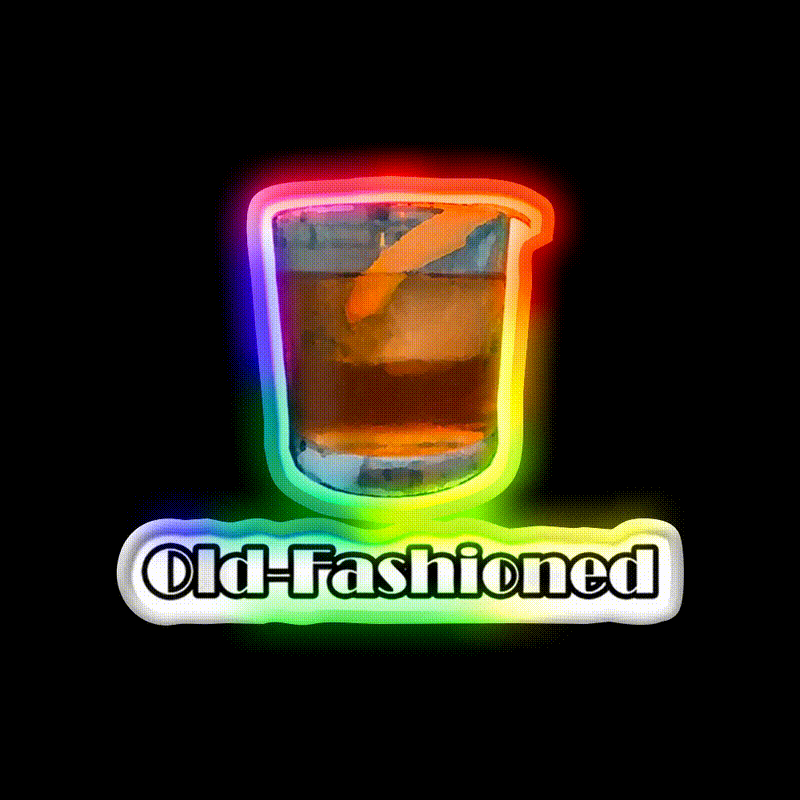 Old Fashioned Cocktail Bar Decor Led Neon Sign Drink Lounge Art Rgb Color - LED neon sign close-up detail