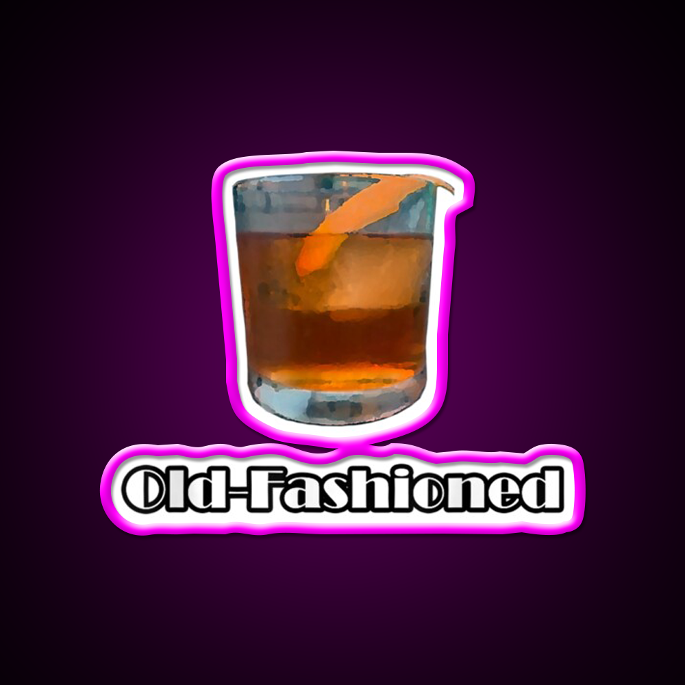 Old Fashioned Cocktail Bar Decor Led Neon Sign Drink Lounge Art Rgb Color - Neon sign mounted on wall in room