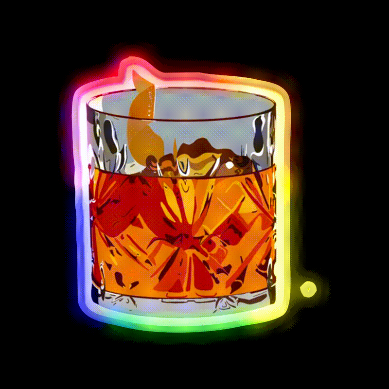 Old Fashioned Cocktail Bar Decor Led Neon Sign Neon Party Sign Rgb Color - LED neon sign close-up detail