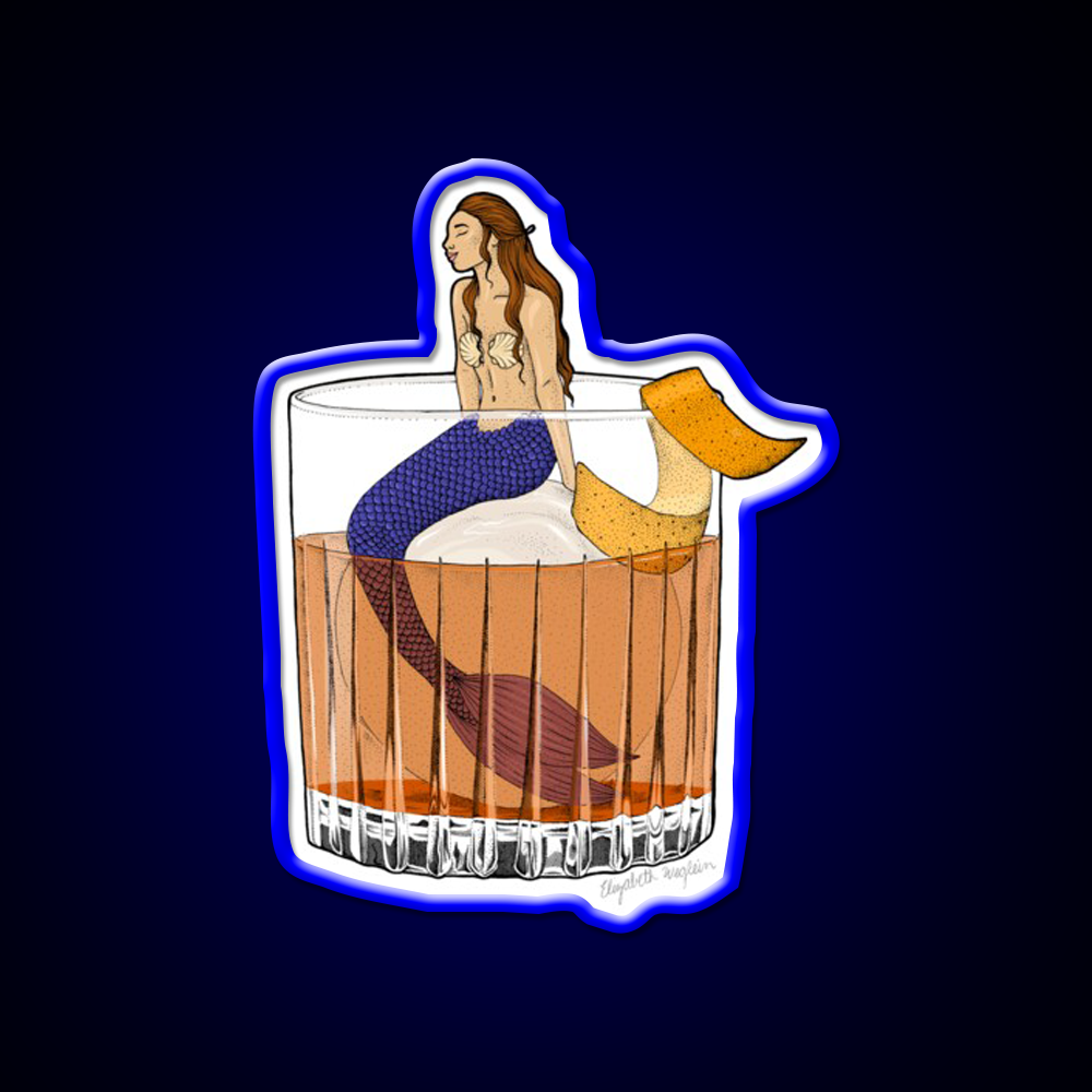 Old Fashioned Mermaid Cocktail Whiskey Drink Bar Led Neon Sign Rgb Color