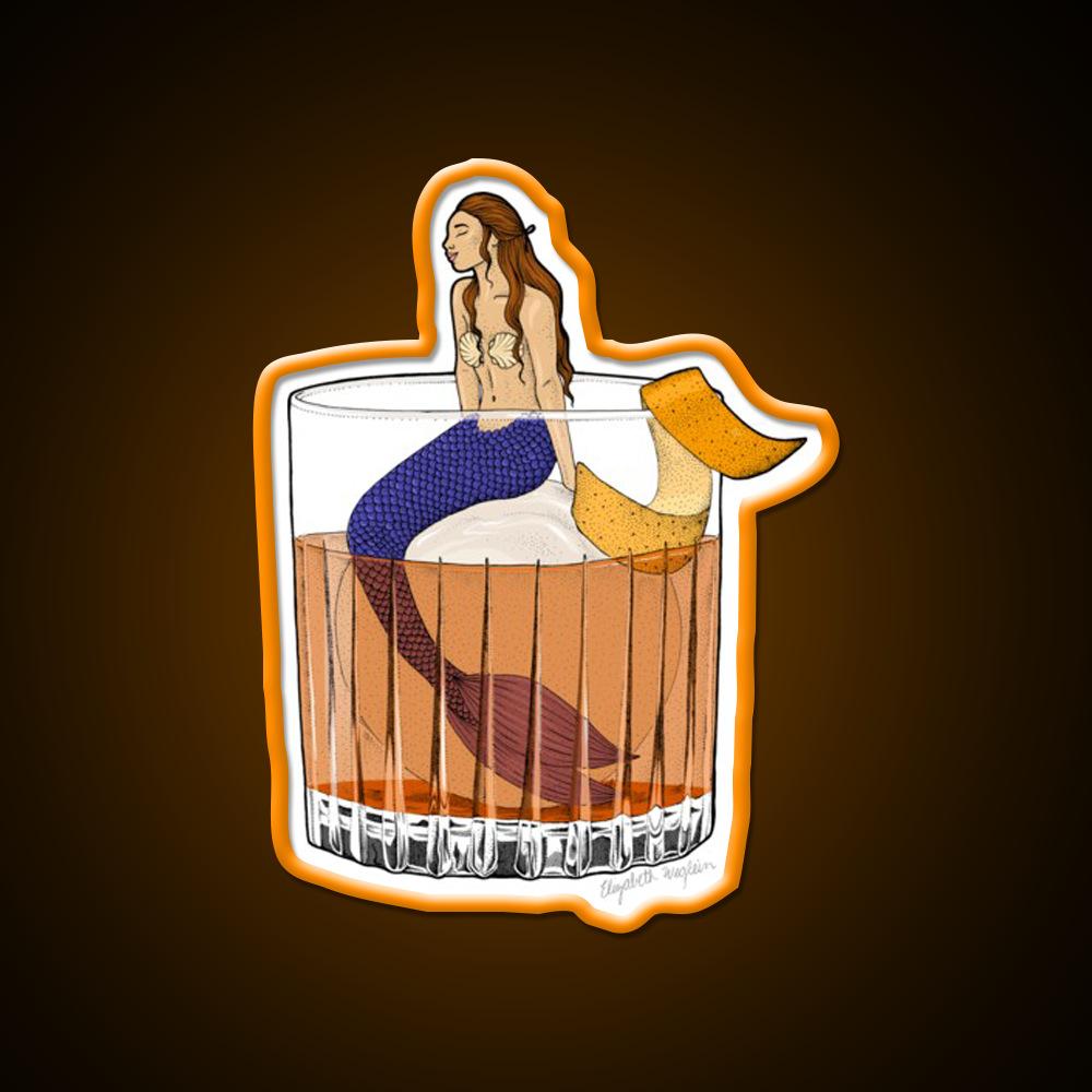 Old Fashioned Mermaid Cocktail Whiskey Drink Bar Led Neon Sign Rgb Color