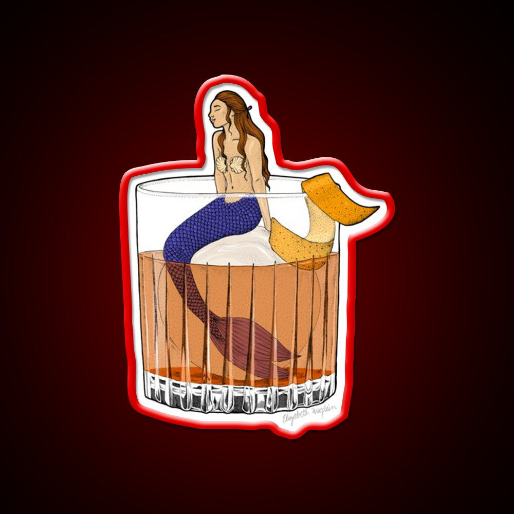 Old Fashioned Mermaid Cocktail Whiskey Drink Bar Led Neon Sign Rgb Color