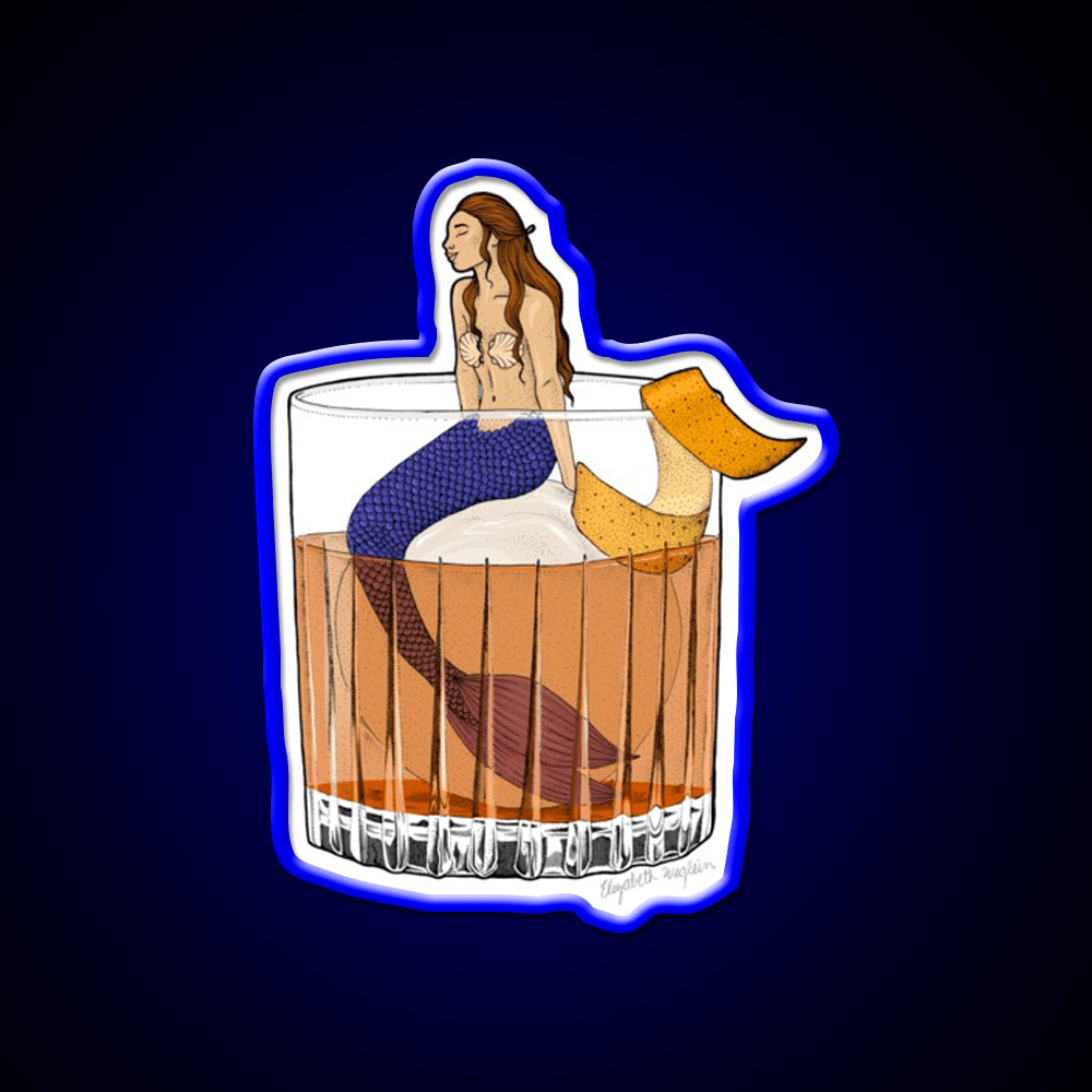 Old Fashioned Mermaid Cocktail Whiskey Drink Bar Led Neon Sign Rgb Color - Shineneon