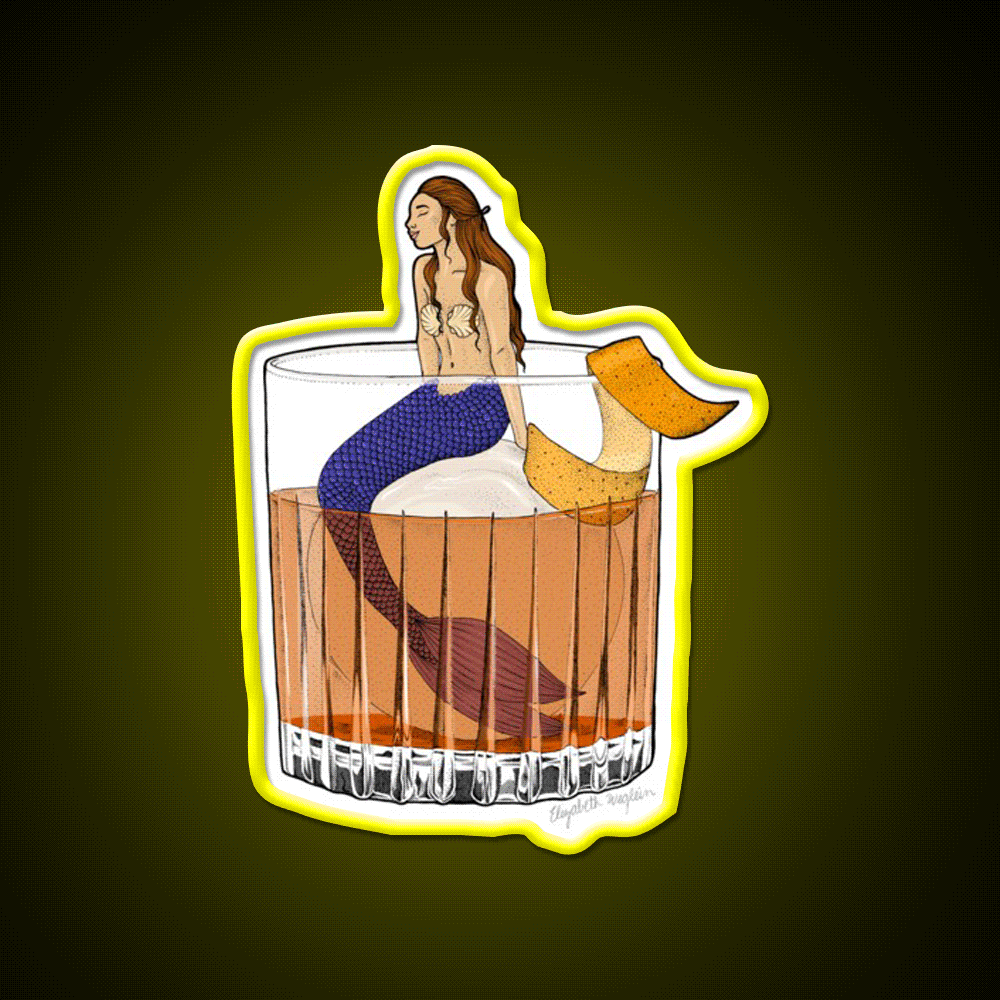 Old Fashioned Mermaid Cocktail Whiskey Drink Bar Led Neon Sign Rgb Color