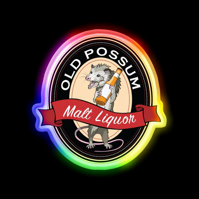Old Possum Beer Bar Decor Led Neon Sign Rgb Color - LED neon sign close-up detail