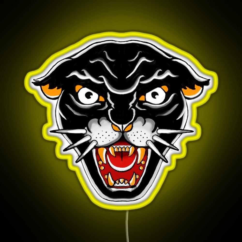 Old School Kitty Cat Orange And Black Rgb Neon Sign - Shineneon