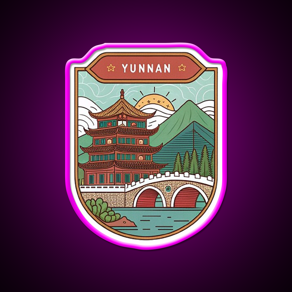 Old Town Of Lijiang Asian Cultural Led Neon Sign Wall Art Rgb Color - Neon sign mounted on wall in room