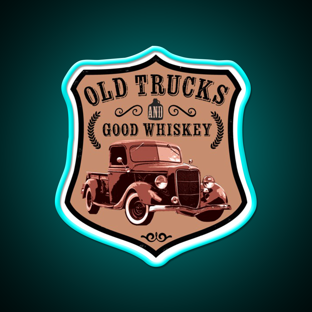 Old Trucks And Good Whiskey Drink Bar Led Neon Sign Rgb Color