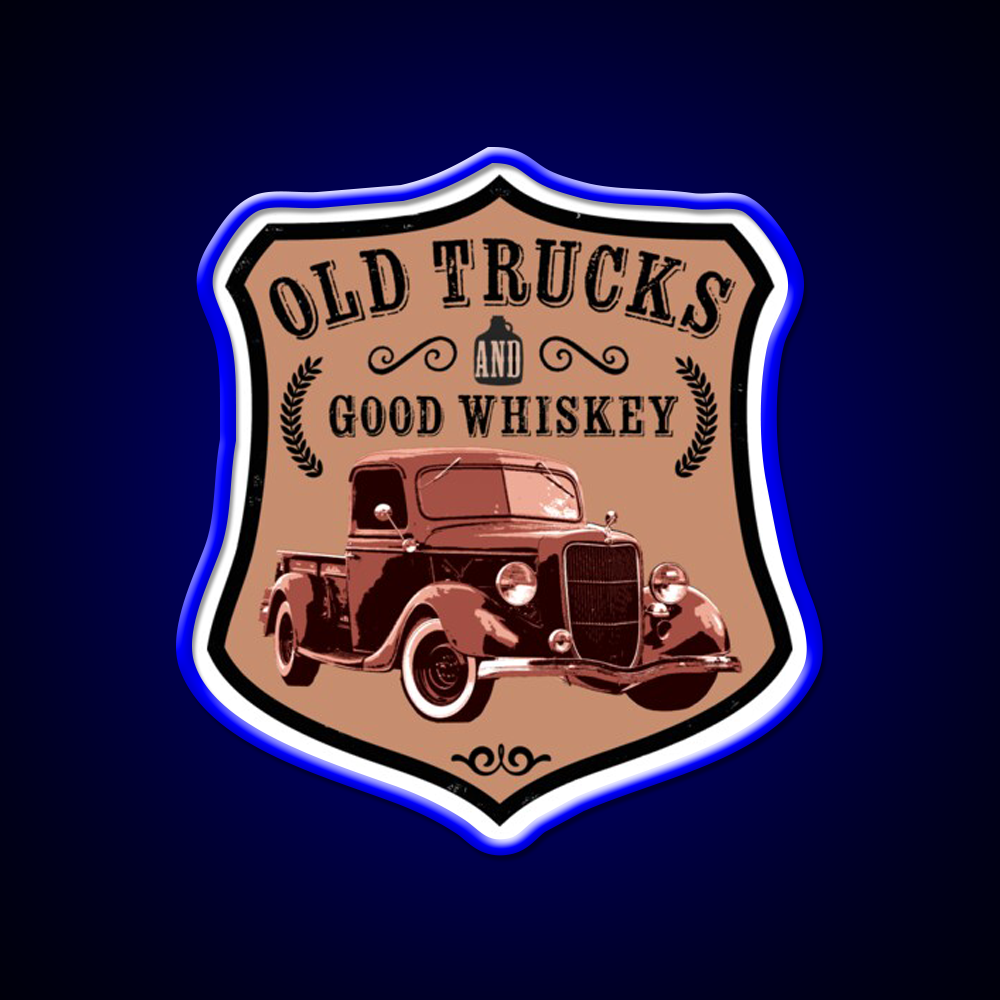 Old Trucks And Good Whiskey Drink Bar Led Neon Sign Rgb Color