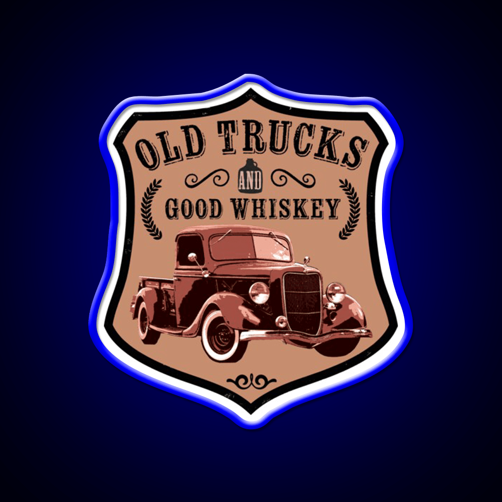 Old Trucks And Good Whiskey Drink Bar Led Neon Sign Rgb Color - Shineneon
