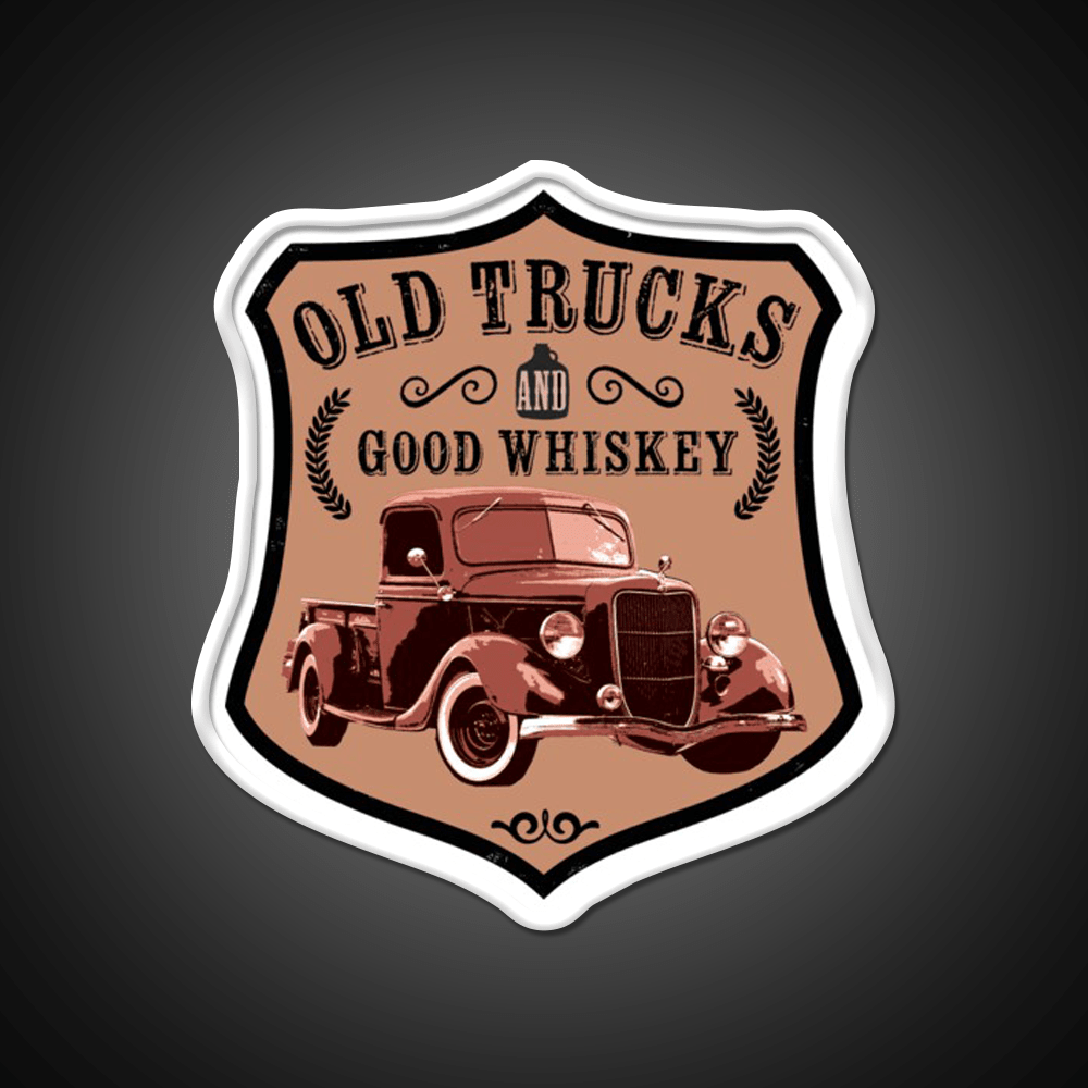 Old Trucks And Good Whiskey Drink Bar Led Neon Sign Rgb Color - Shineneon