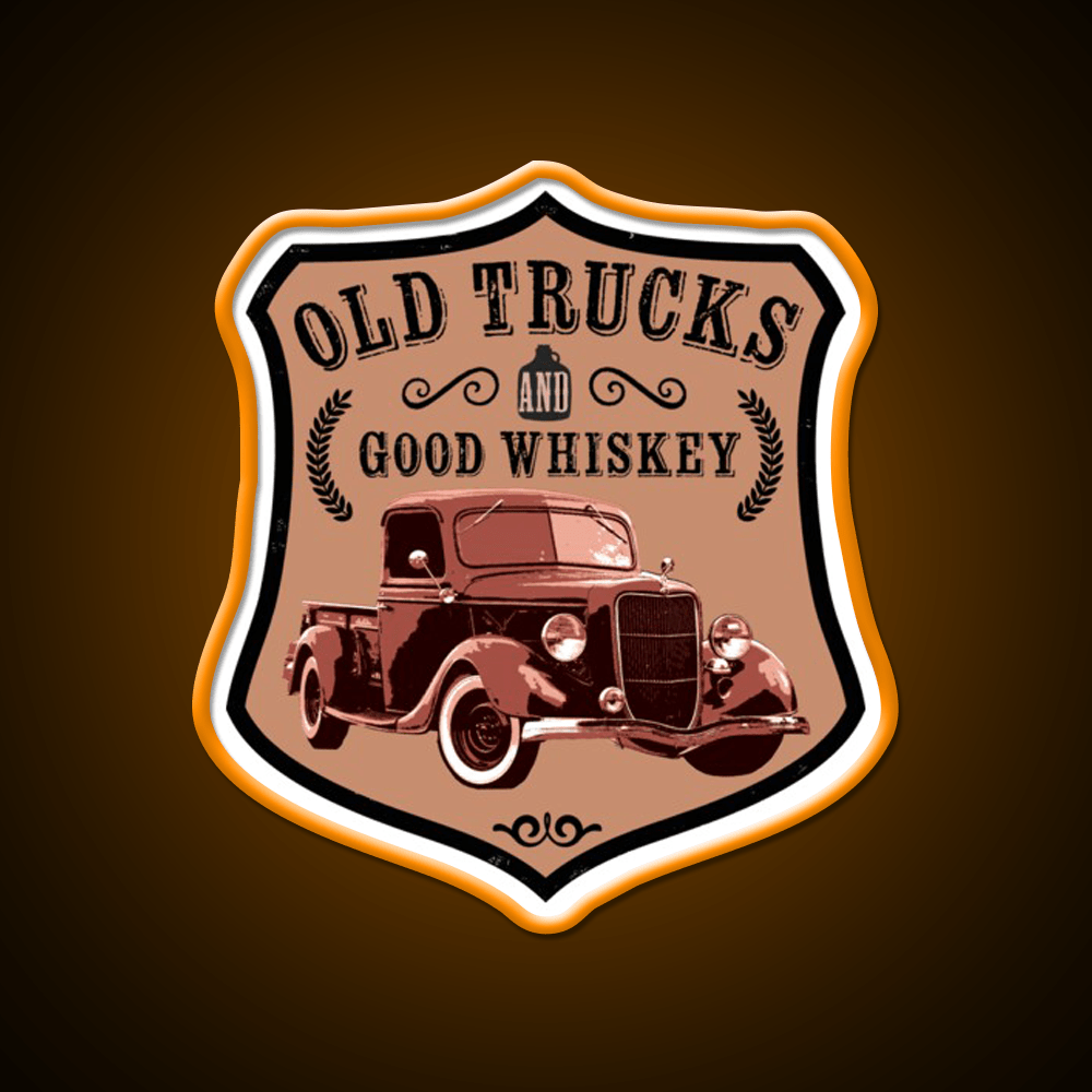 Old Trucks And Good Whiskey Drink Bar Led Neon Sign Rgb Color - Shineneon