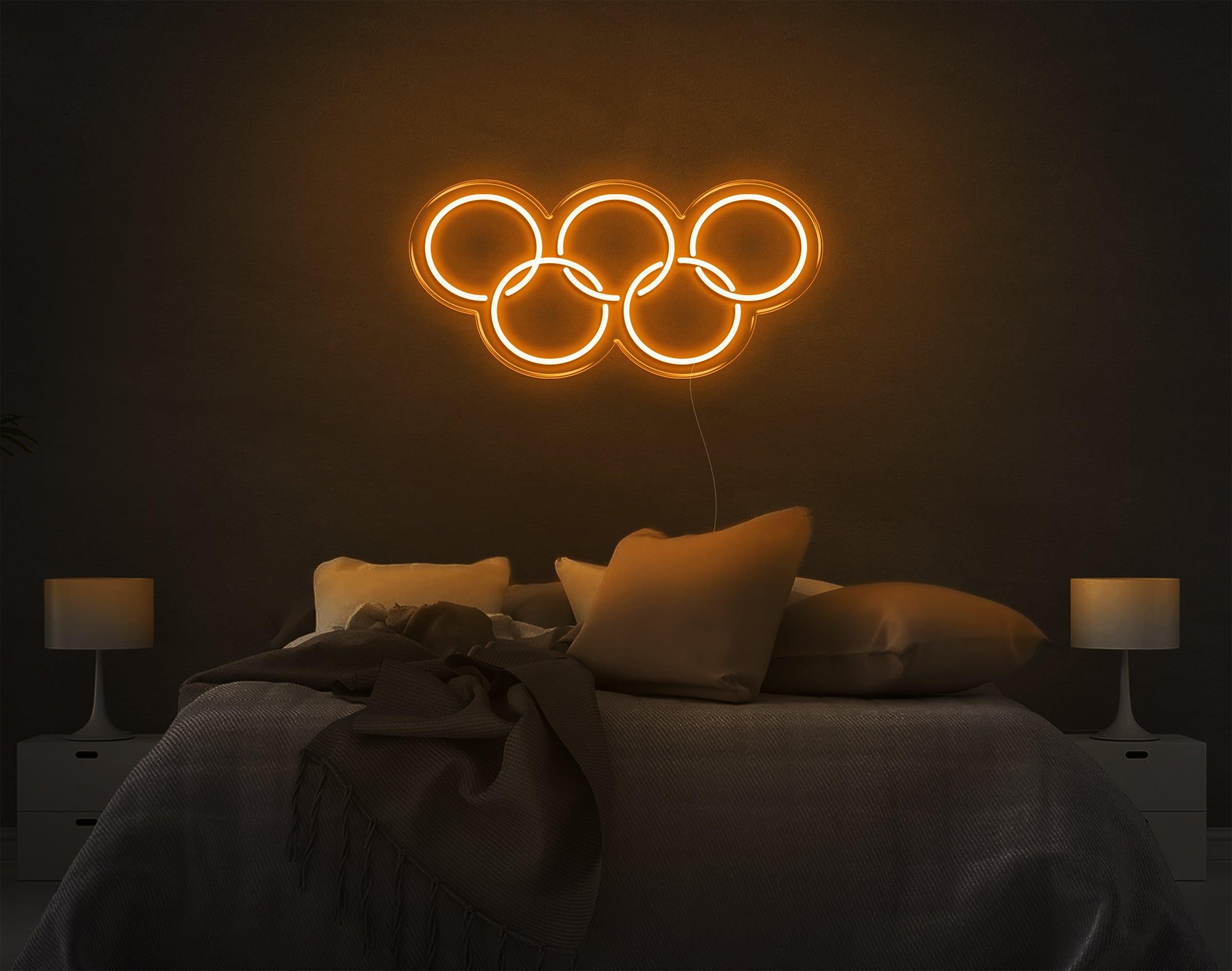 Olympic Yellow Five Rings Led Neon Sign For Sports Theme Bedroom Wall Decor | Shineneon