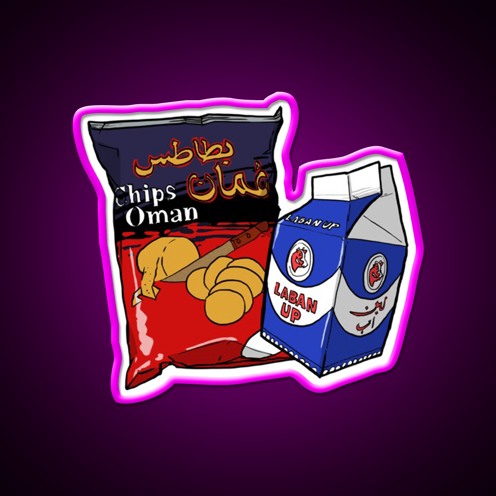 Oman Chips And Laban Up Duo Snack Food Led Neon Sign Rgb Color - Shineneon