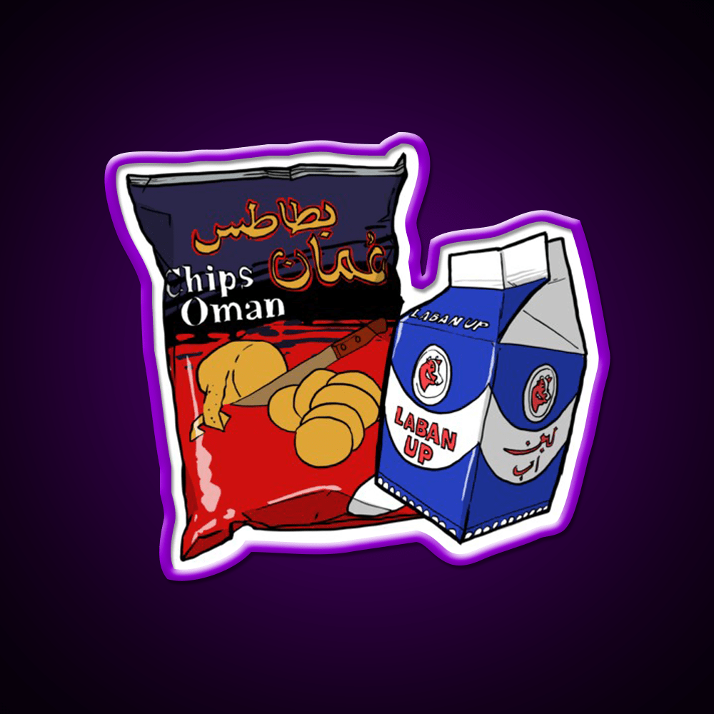 Oman Chips And Laban Up Duo Snack Food Led Neon Sign Rgb Color - Shineneon