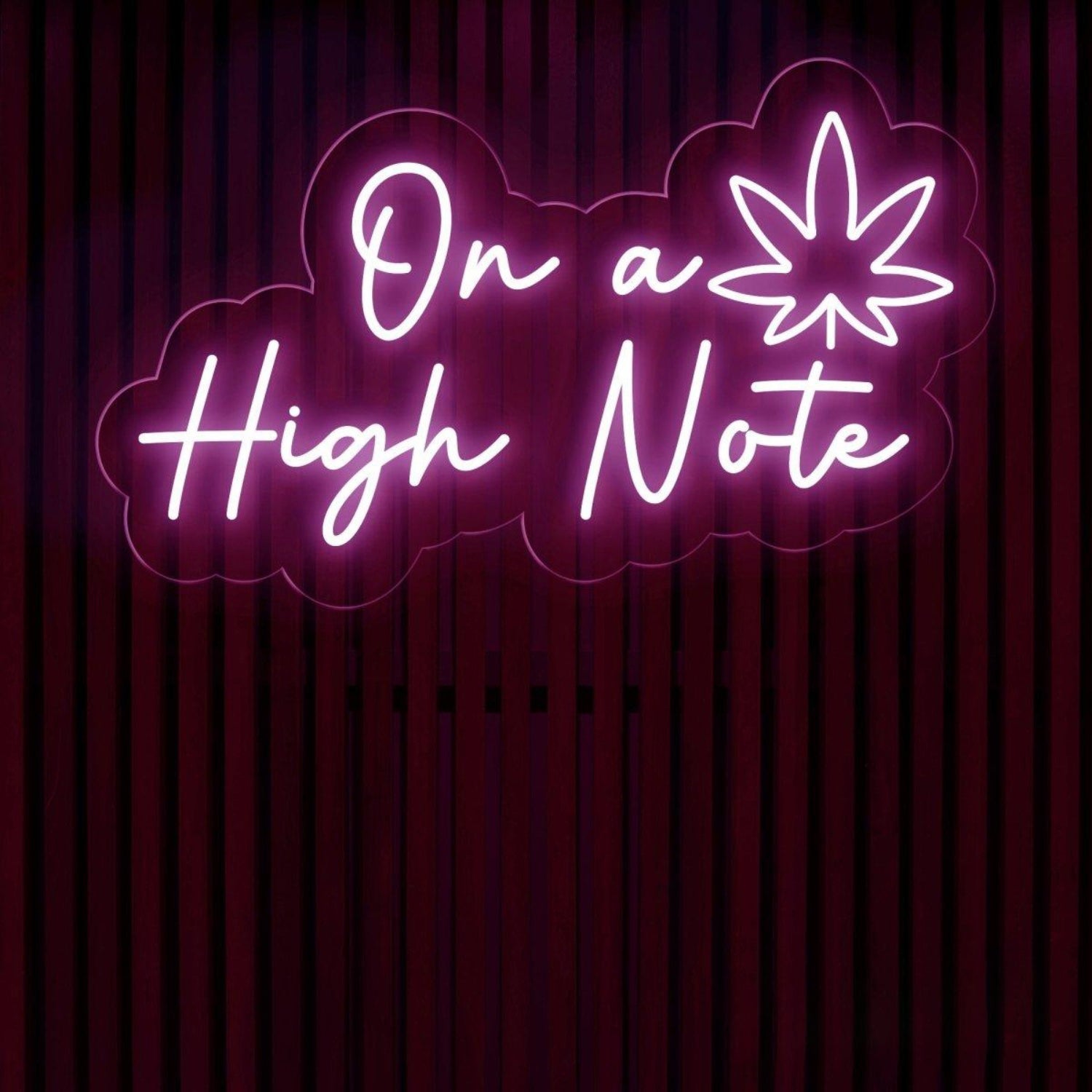 On A High Note Pink Cannabis Leaf Led Neon Sign For Dispensary Wall Decor | Shineneon