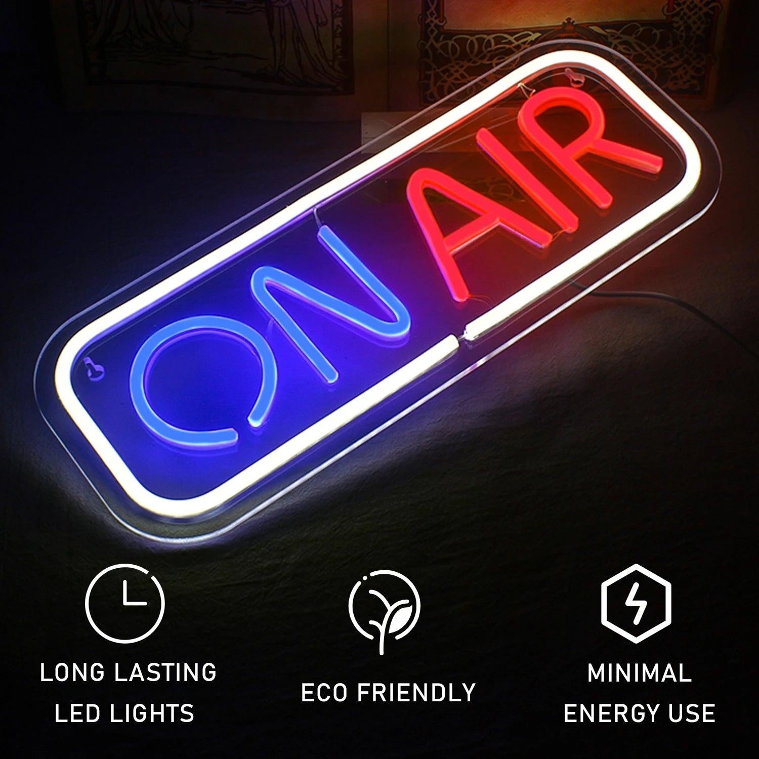 On Air Blue White Red Led Neon Sign For Studio Live Broadcast - Shineneon