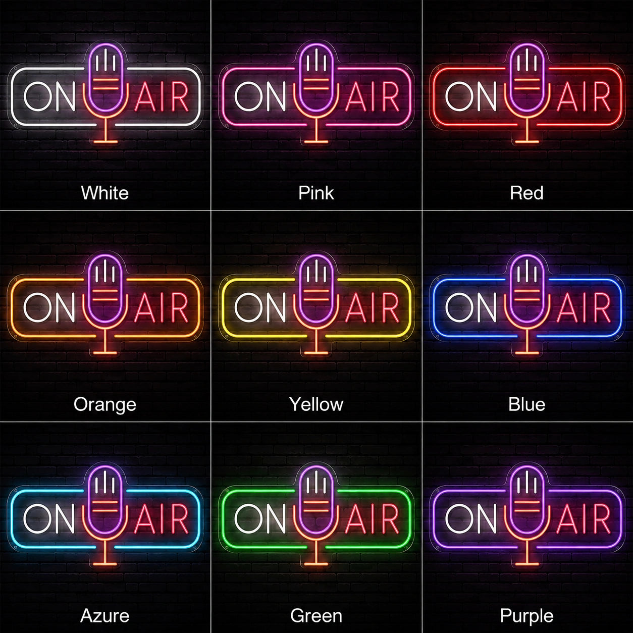 On Air Microphone Neon Sign LED Neon Sign color grid
