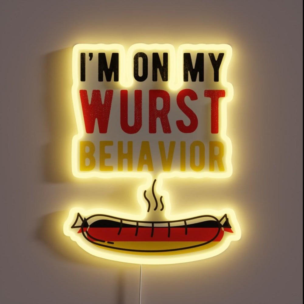 On My Wurst Behavior German Flag Bratwurst Rgb Led Neon Sign - Shineneon
