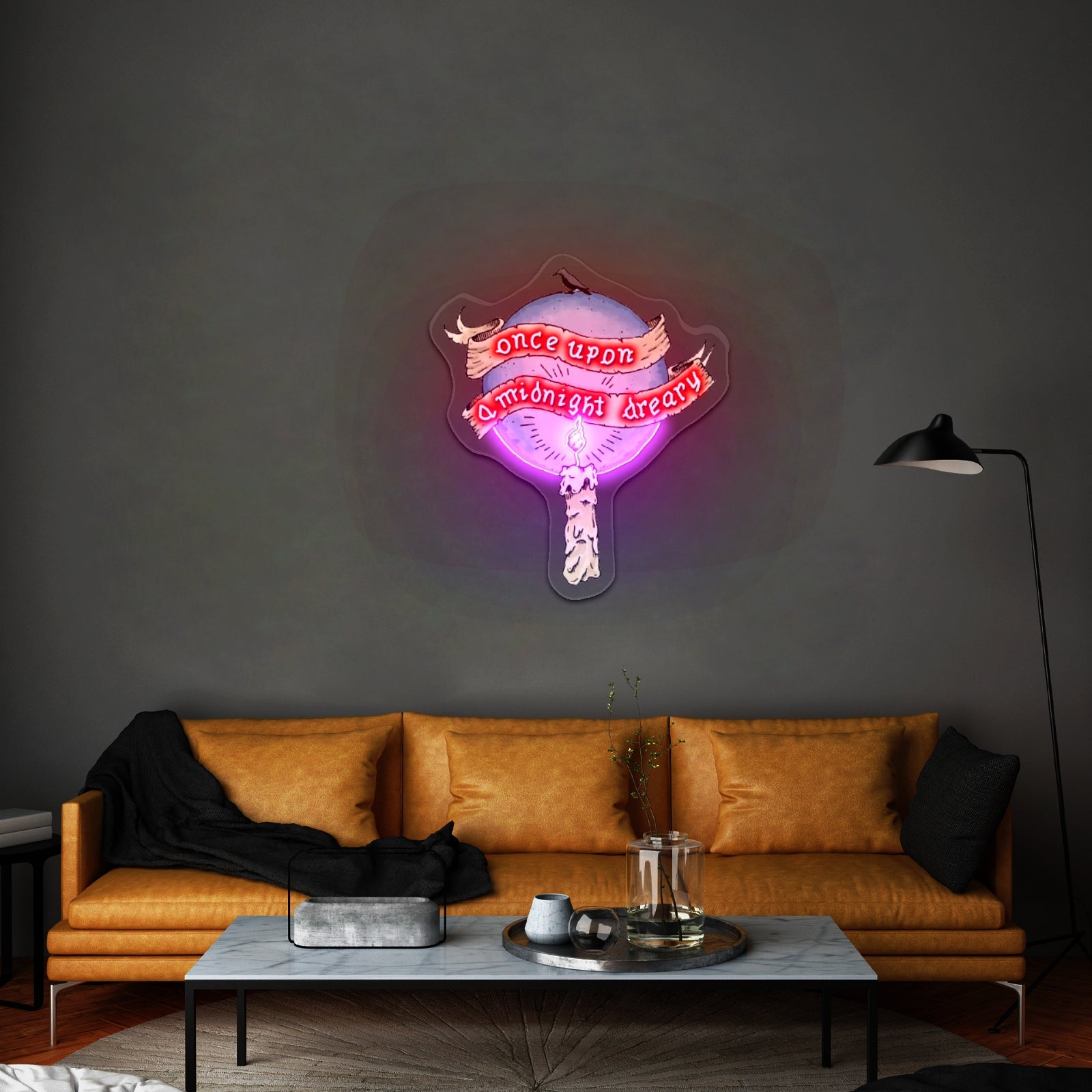 Once Upon A Midnight Dreary Artwork Custom Neon Signs - Shineneon