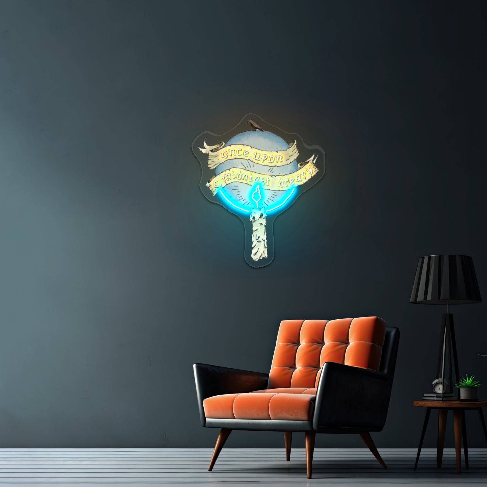 Once Upon A Midnight Dreary Artwork Custom Neon Signs