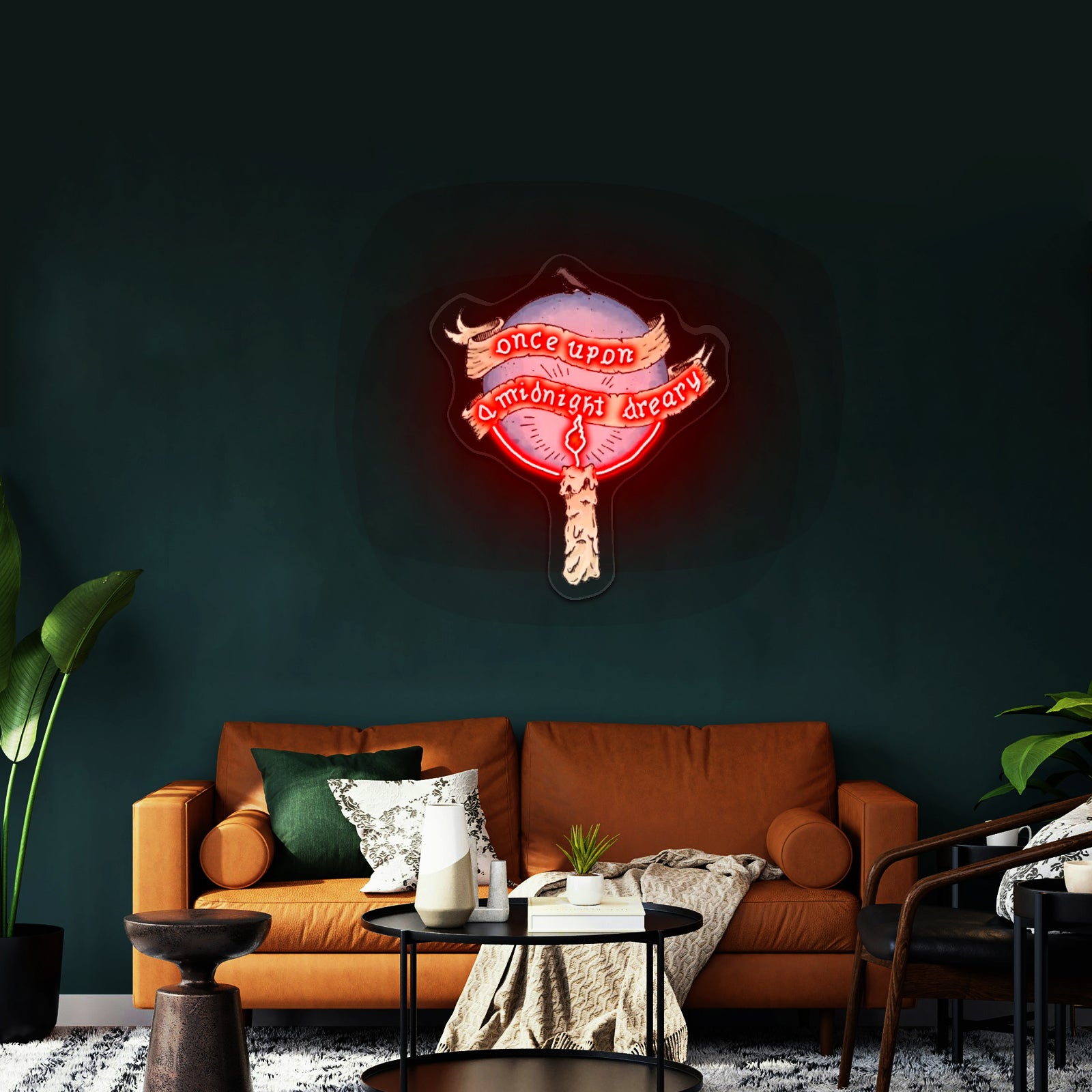 Once Upon A Midnight Dreary Artwork Custom Neon Signs