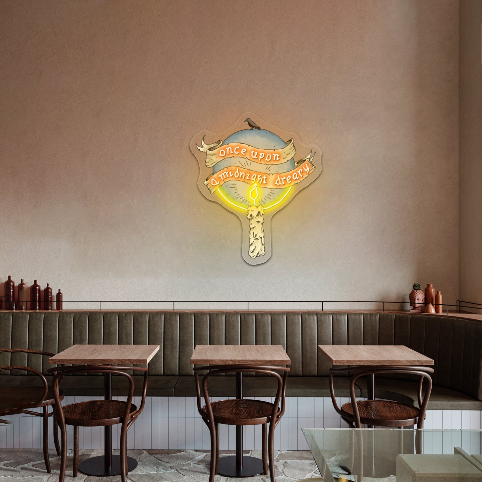 Once Upon A Midnight Dreary Artwork Custom Neon Signs