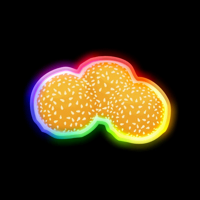 Onde Onde Snack Food Led Neon Sign Rgb Color - LED neon sign close-up detail