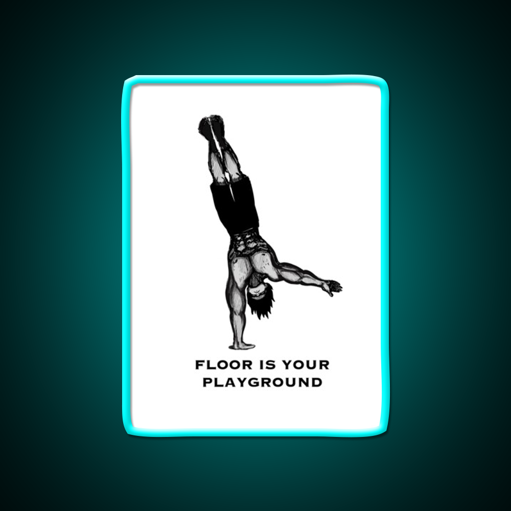 One Arm Handstand On The Ground Gym Fitness Led Neon Sign Rgb Color