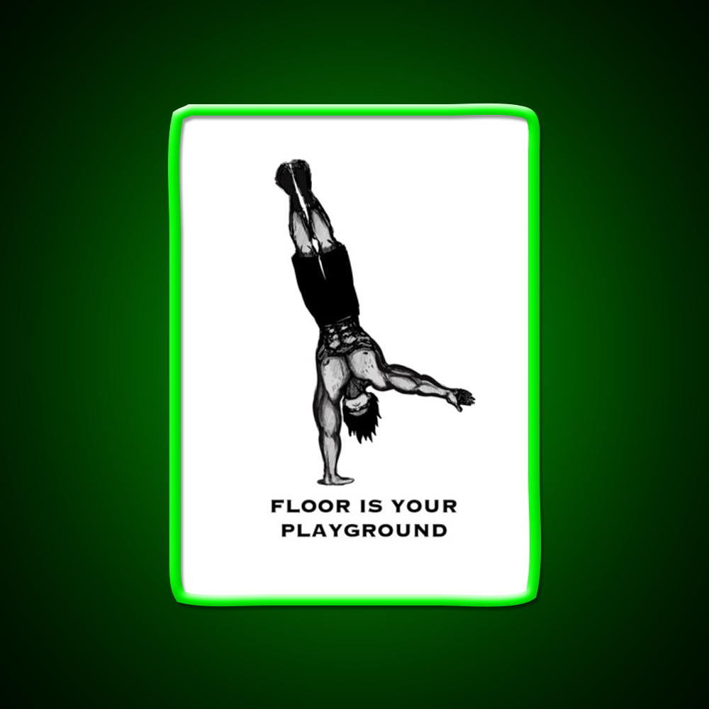 One Arm Handstand On The Ground Gym Fitness Led Neon Sign Rgb Color