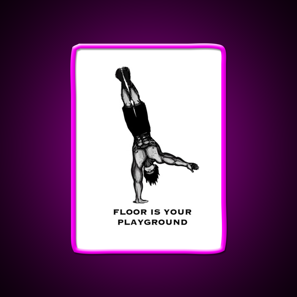 One Arm Handstand On The Ground Gym Fitness Led Neon Sign Rgb Color