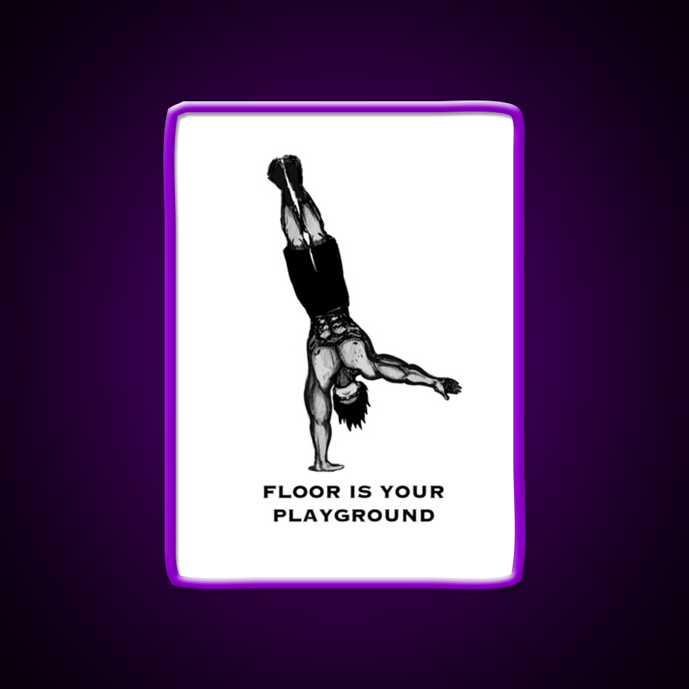 One Arm Handstand On The Ground Gym Fitness Led Neon Sign Rgb Color