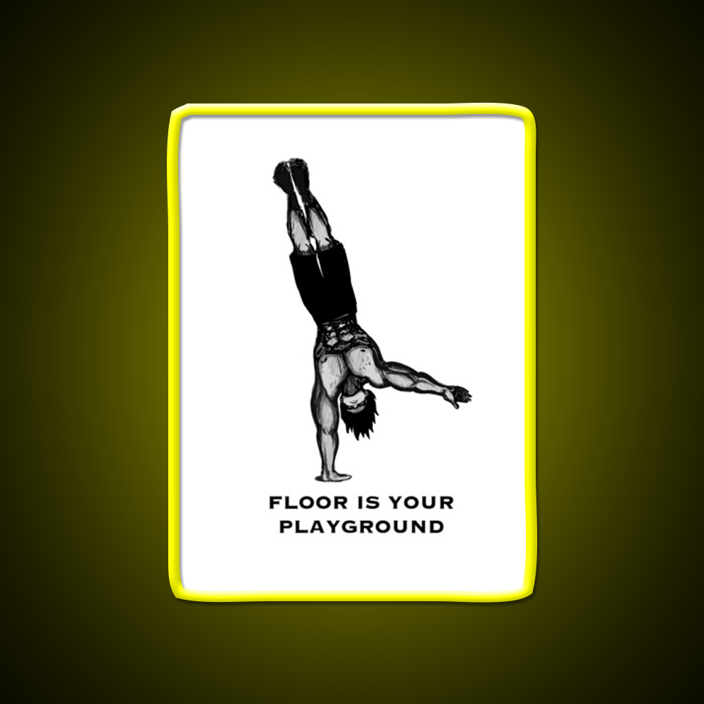 One Arm Handstand On The Ground Gym Fitness Led Neon Sign Rgb Color