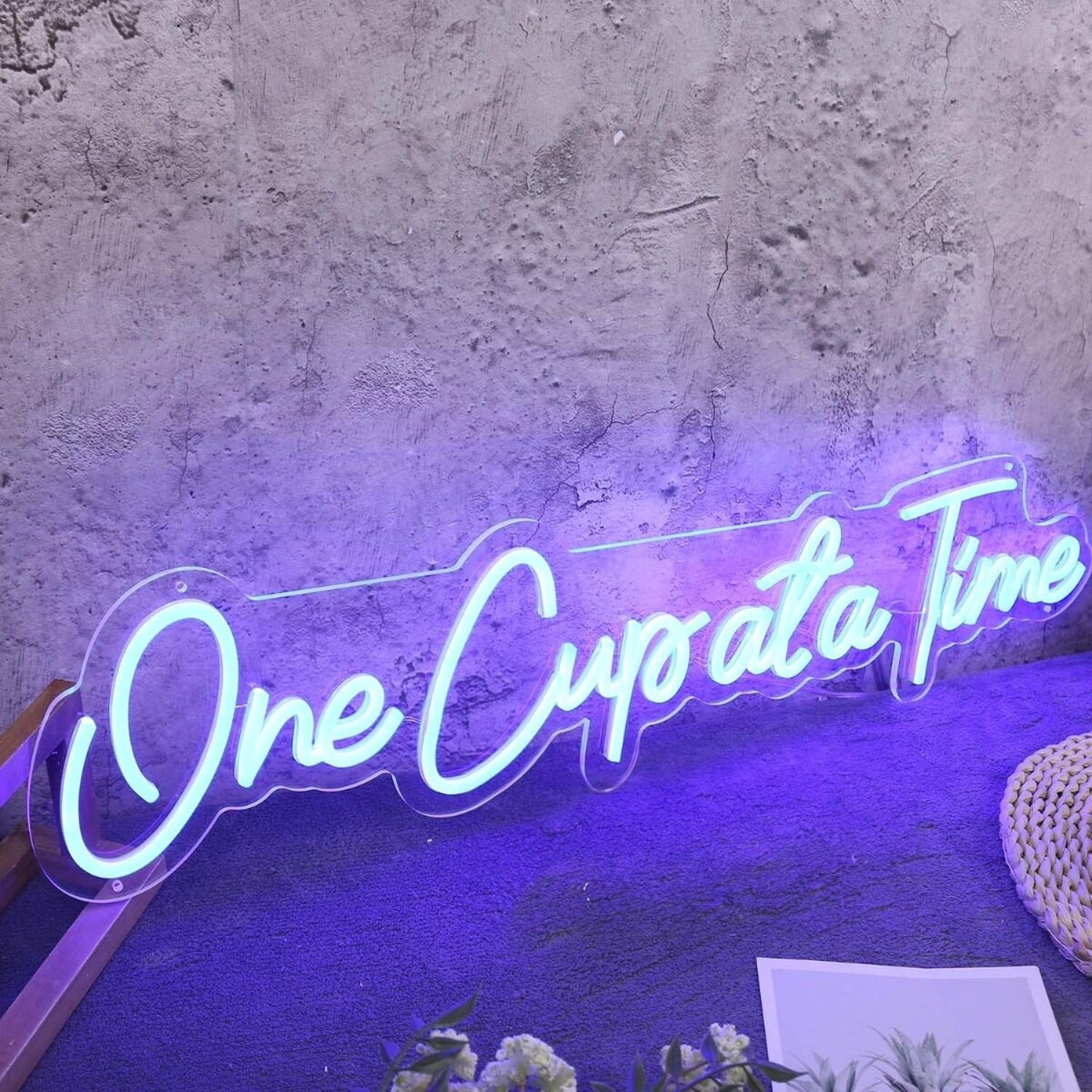 One Cupata Time Blue Led Neon Sign - Shineneon